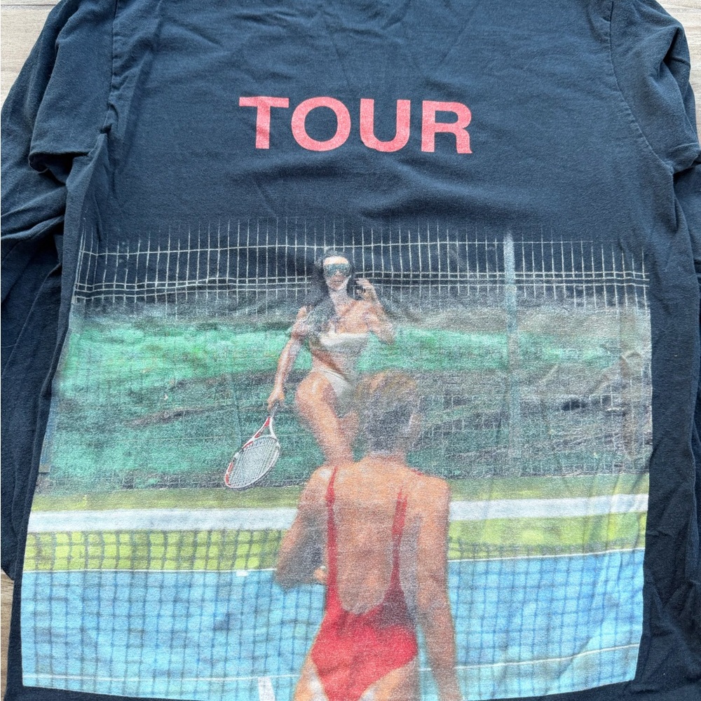 Black Long Sleeve Graphic Tee with Tour Print